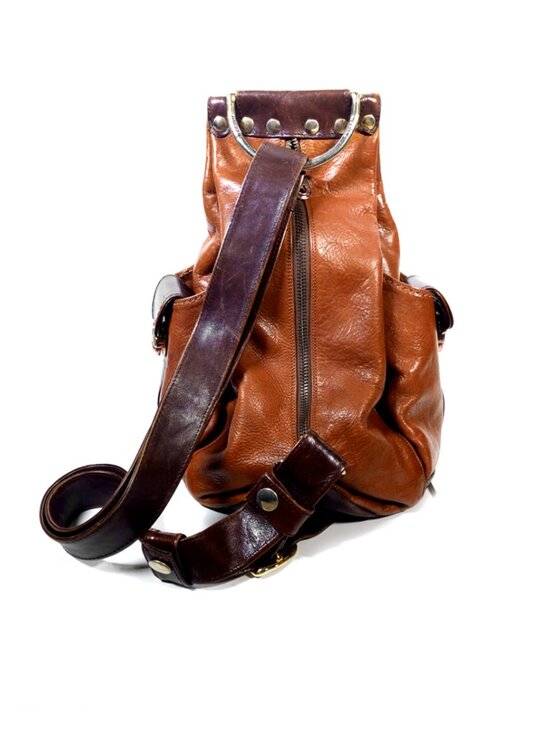 VTG Marino Orlandi Made in Italy Caramel Leather Backpack